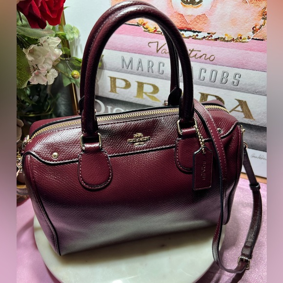 Coach mini Bennett Dark Red Leather Satchel EUC - Picture 6 of 17